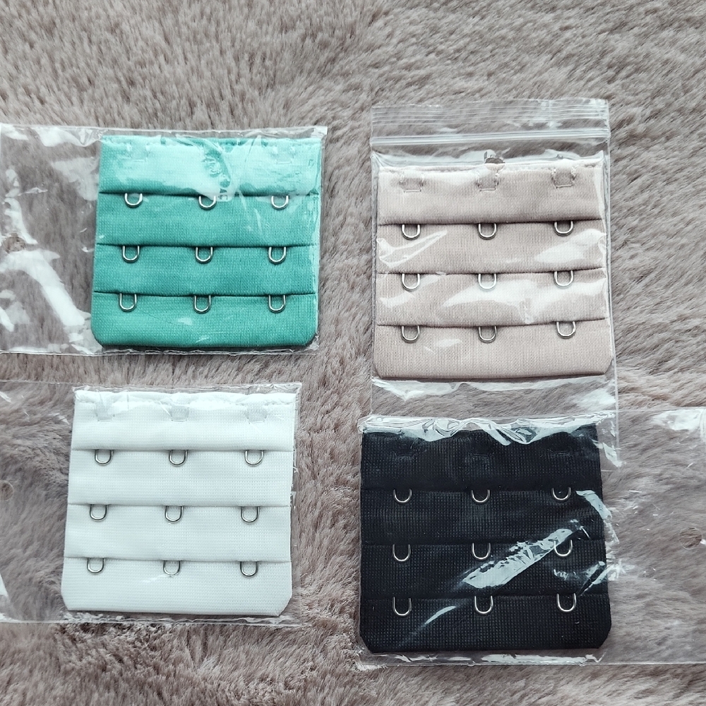 Bra Extender Set in Black, White, Beige, and Teal